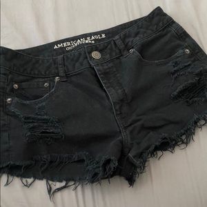 Black high rise cut off shorts